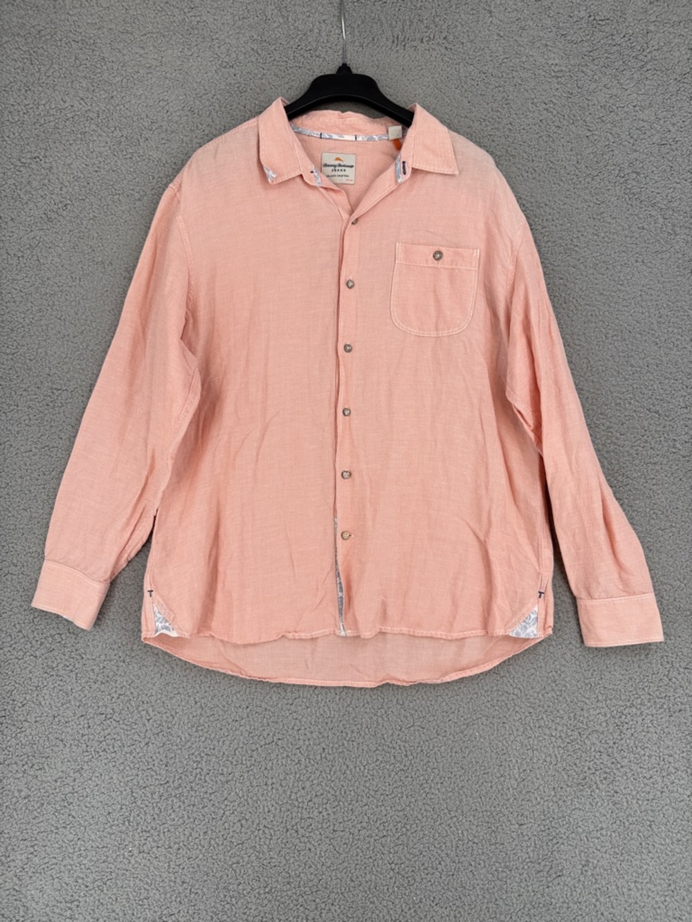 Tommy Bahama Jeans Men's XL/TG long sleeve striped Peach Button up Shirt